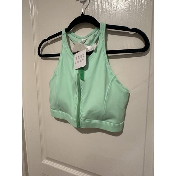 Fabletics Zip-Front Racerback Swim Top (Size M) -Sugared Lime/Hyper Turf - Picture 12 of 12